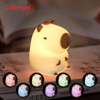 Rechargeable Cute Capybara Night Light Novelty Dimmable Nursery Nightlight Touch Lamp Silicone Pat Lamp for Kids Room